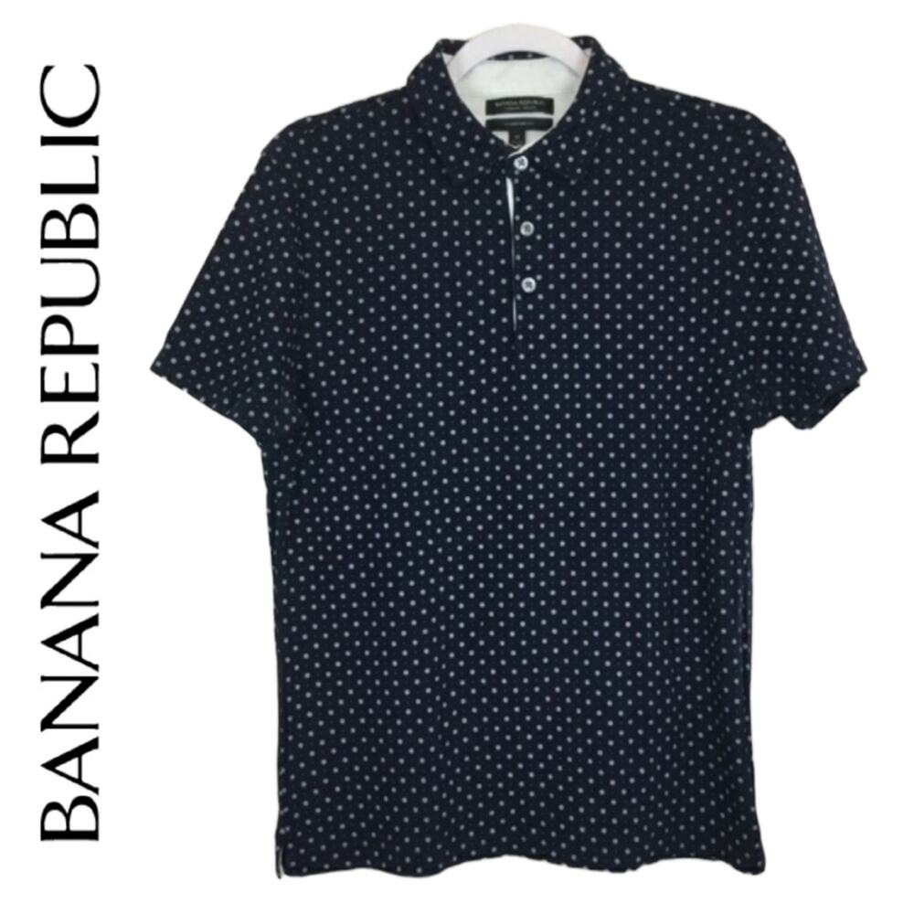 Banana Republic Luxury Touch Navy Blue Polo Shirt Cotton Size Medium